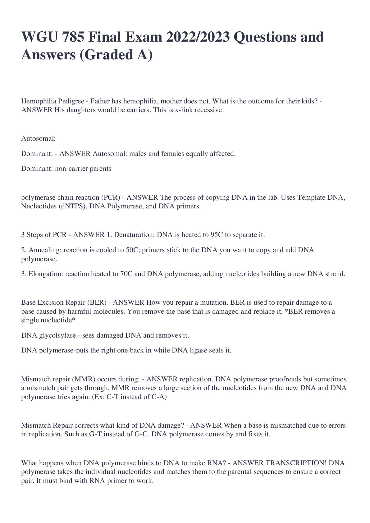Preview of WGU 785 Final Exam 2022/2023 Questions and Answers (Graded A)